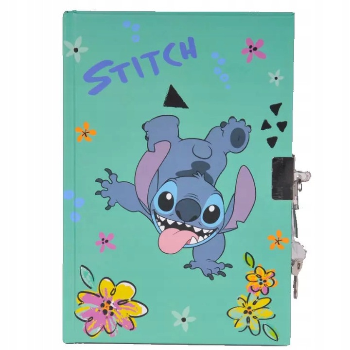 Jurnal cu lacat Paso Disney Stitch YM07ID1VHL51, B6, 50 file in linie, lacat metalic cu 2 chei, verde menta