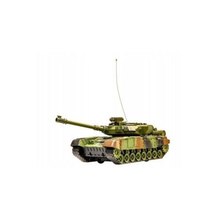Tanc radiocomandat Kathay-Haster 6O76I6OVCA, lumini LED si sunete realiste, turela rotativa, verde camuflaj, 31 cm
