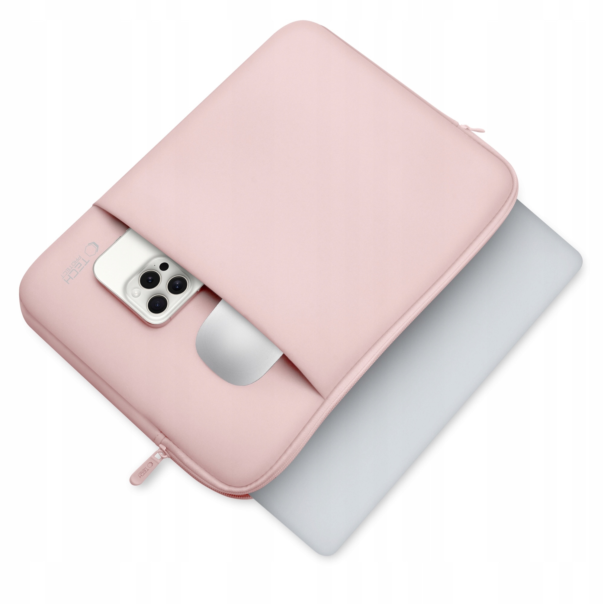 Etui neopren pentru laptop Tech-Protect XR87TNDMEBJ37, compatibil pana la 13 inch, Dusty Rose, 33.5 x 22.5 x 3 cm