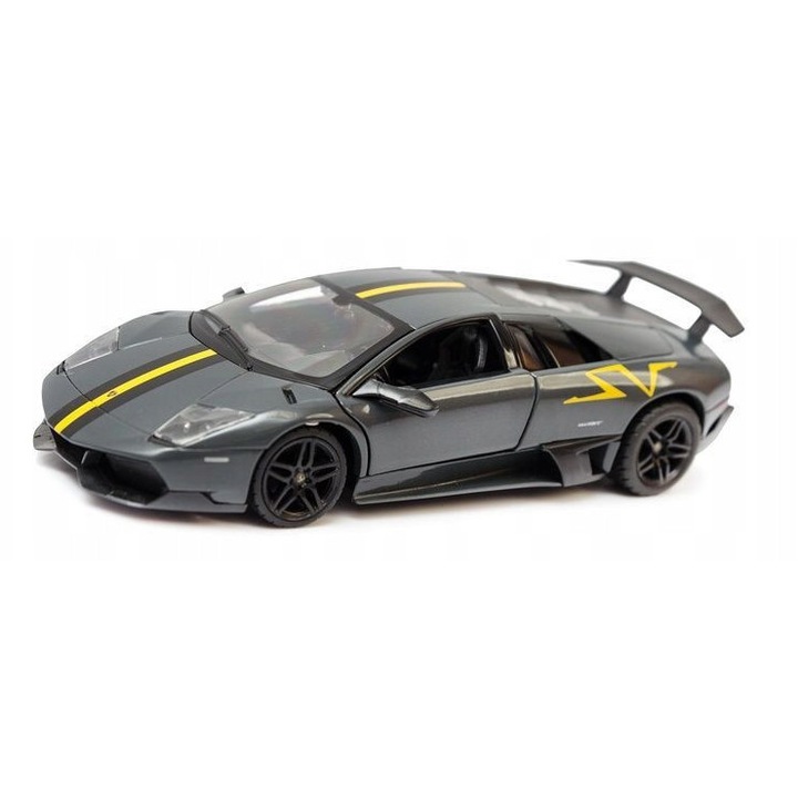 Laurastar Lamborghini Murcielago 39301 1:24 modellautó, fém, nyitható ajtók, gumiabroncsok, szürke/sárga, 20 cm