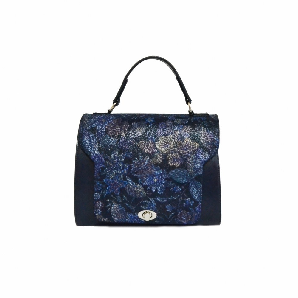 Geanta dama,Zea,piele naturala,blue/floral
