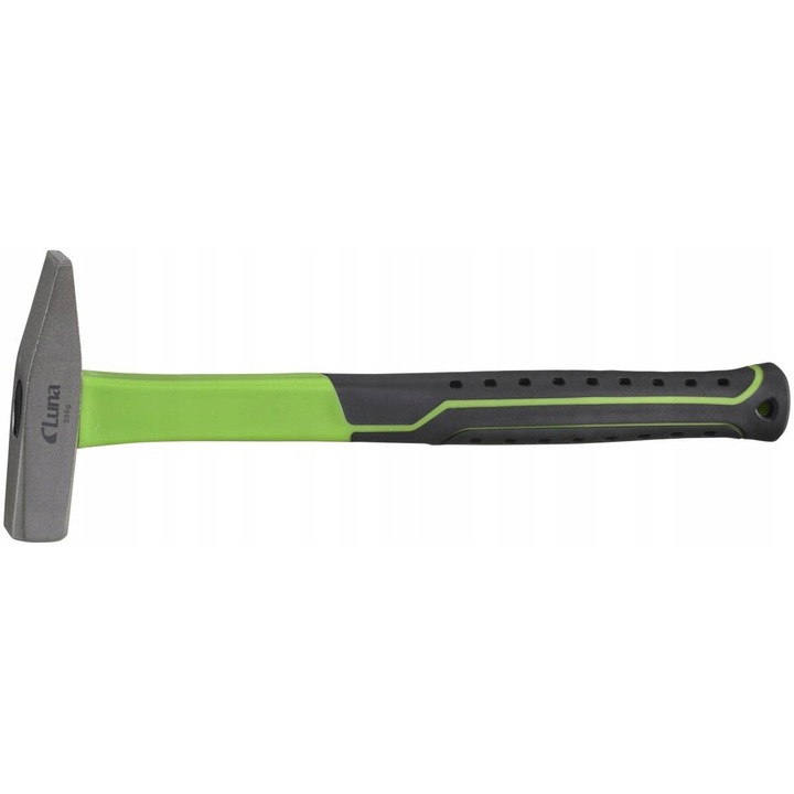 Ciocan lacatus Luna LMHG 200 g (L-272650201), cap patrat, maner din fibra de sticla cu grip cauciucat, 278 mm, negru/verde