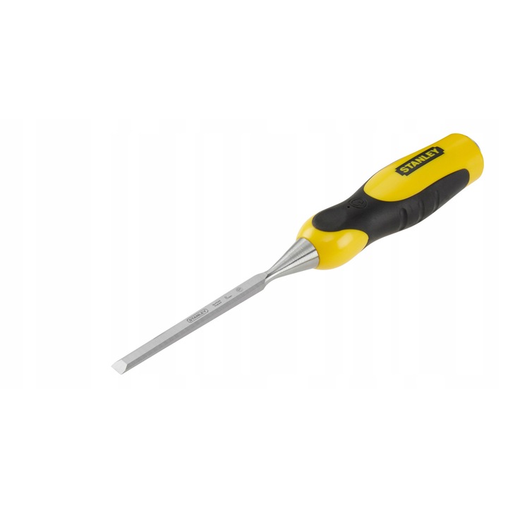 Dalta plata Stanley Dynagrip S/16-871-0 8 mm, maner bimaterial ergonomic, lama calita si slefuita cu margini taiate, galben-negru, lungime lama 125 mm