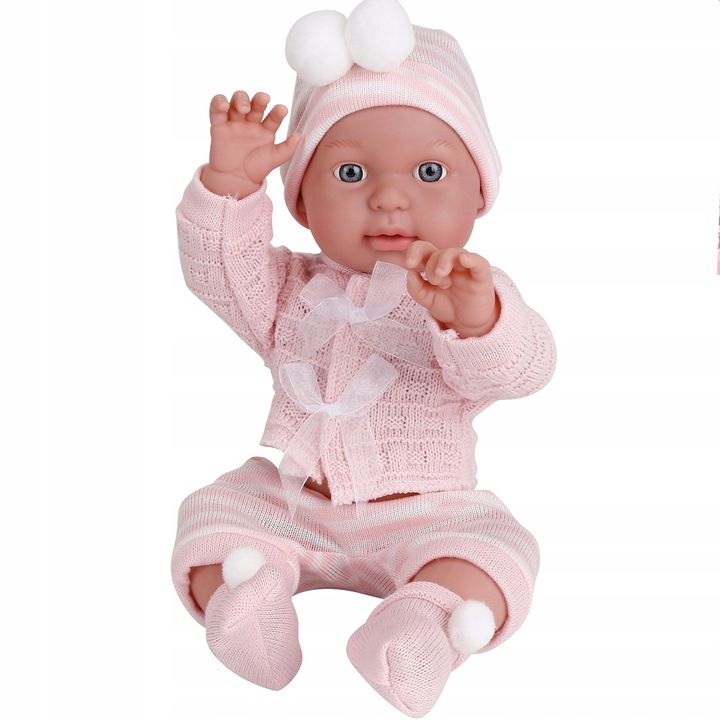 Papusa Woopie Lily, seria Royal, bobas cu membre mobile si haine tricotate, roz, 41 cm