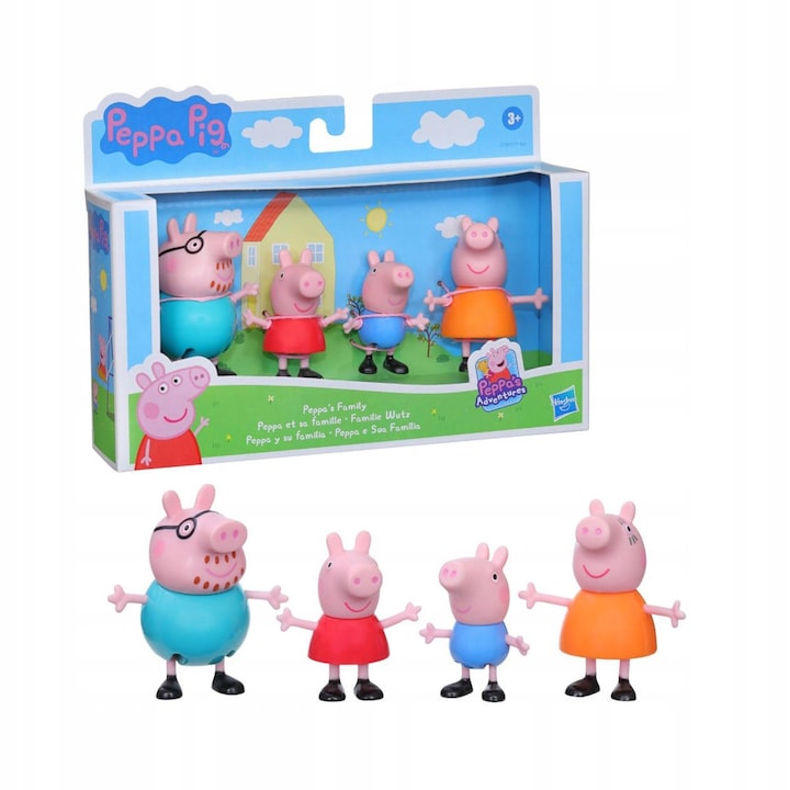 Комплект от 4 фигурки Hasbro Peppa Pig F5UMROQ3, семейство Пепа (Мама, Татко, Пепа, Джордж), многоцветен, 3+ години