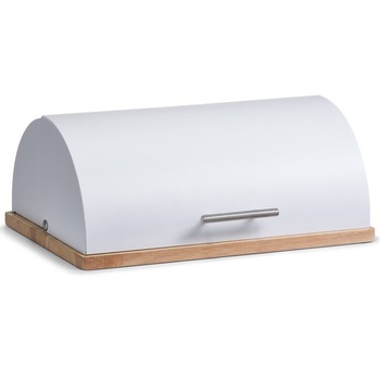 Cutie pentru paine din metal, Zeller, Metal/Lemn, Alb/ Maro Cutie pentru paine din metal, Zeller, Metal/Lemn, Alb/ Maro