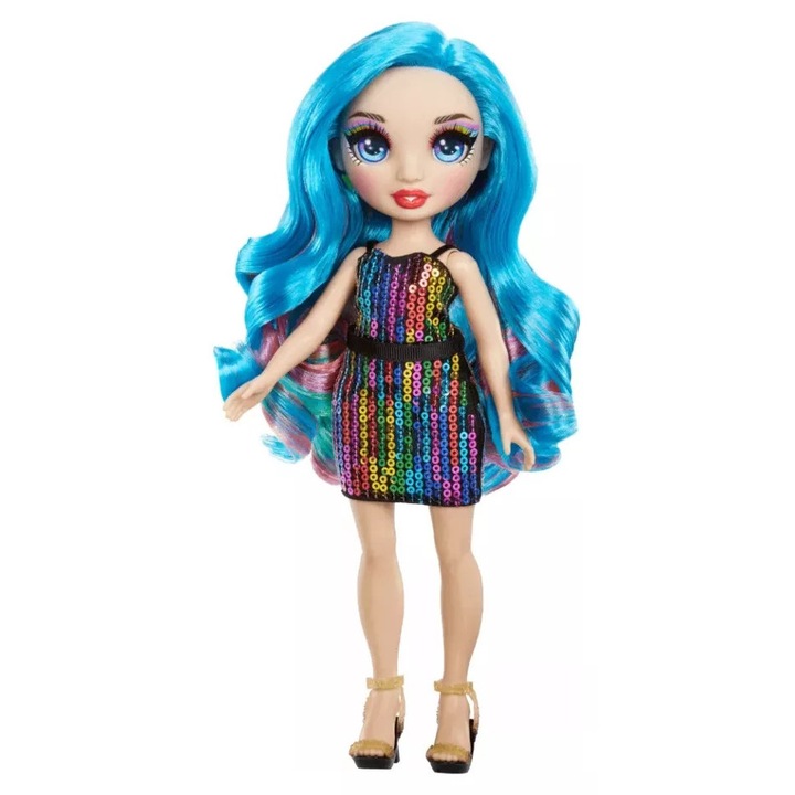 Papusa Rainbow High Amaya Raine UPBD51IP92HV50, set cu Sparkle Slime Kit si animal de companie personalizabil, par in culorile curcubeului, rochie cu paiete, 28 cm, multicolor