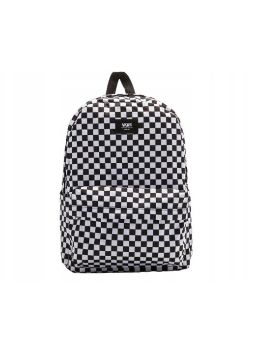 Vans, раница от полиестер с кариран десен Old Skool Check VN000H4XY281, черен/бял, Един размер, 22L (42,5 x 32,5 x 12 cm), отделение за лаптоп 15"