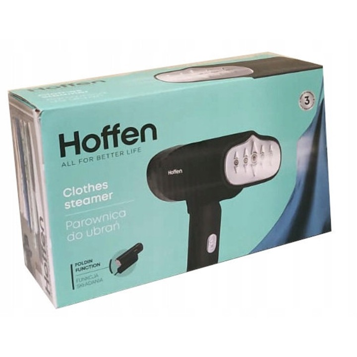 Fier de calcat cu aburi Hoffen HO-00078, 1200 W, rezervor 130 ml, talpa din otel inoxidabil, maner pliabil, negru