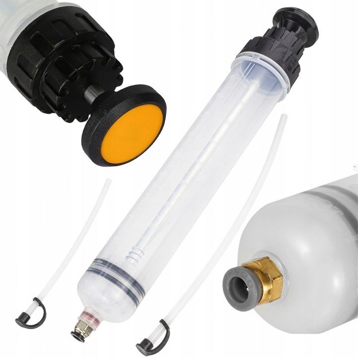 Pompa manuala tip seringa pentru lichide Falon-Tech SPWY7467BK, din ABS, set cu 2 tuburi prelungitoare (20/22 cm) si adaptor, transparent/negru, 500 ml