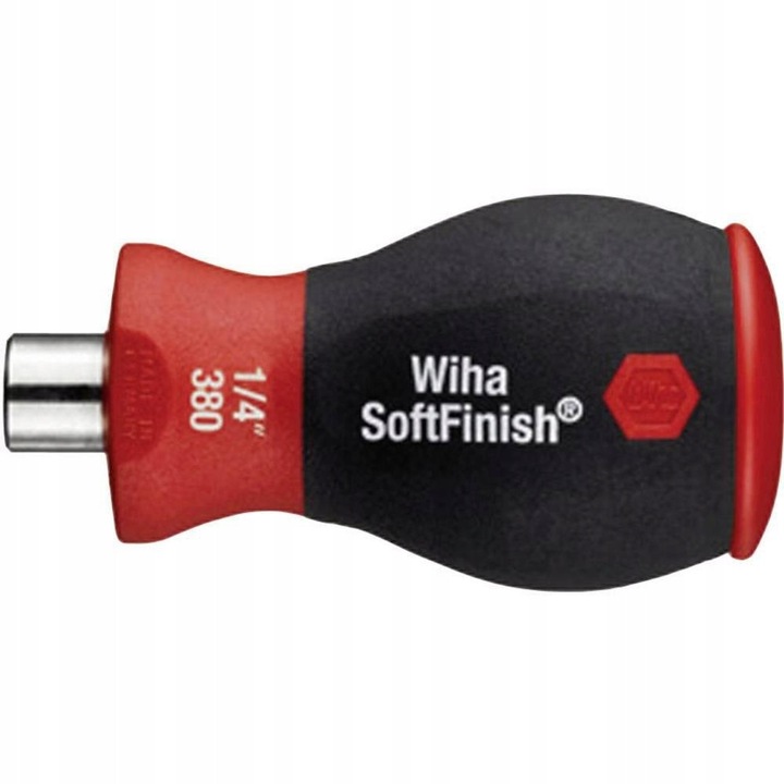 Wiha 3801-02 LBF4R42G Stubby csavarhúzó, bittárral, mágneses 1/4, 6 db PH1-3/PZ1-3 25 mm bitet tartalmaz, SoftFinish markolat, fekete/piros