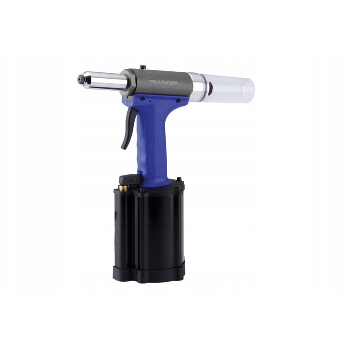 Nituitor pneumatic ADLER AD-6018 (MA6018), corp compozit, duze 2,4/3,2/4,0/4,8/6,4 mm, max nit 6,4 mm, forta zavorare 15,79 kN, presiune 5–7 bar, 1,48 kg, multicolor
