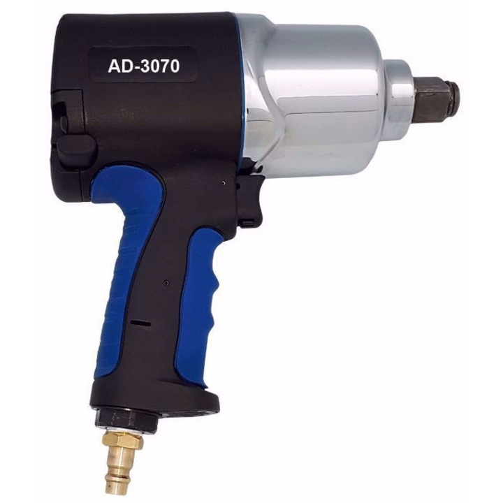 Cheie pneumatica cu impact Adler AD-3070, 3/4", 1690 Nm, Twin Hammer, corp compozit, 8000 rpm, consum aer 143 l/min, 6,3 bar, negru/albastru
