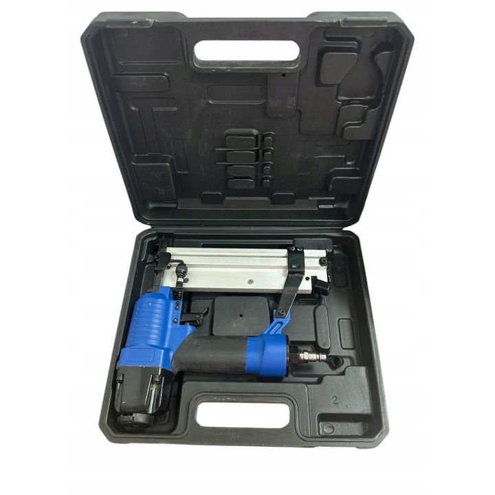 Pistol pneumatic pentru capse si cuie 2-in-1 Adler AD-604 (RWY43GZF), tip capse GA18 1,25×1 mm, latime 5,7 mm, capse 16–40 mm, cui 15–50 mm, presiune 6,3 bar, consum 53,4 l/min, magazie 100 buc, albastru-negru