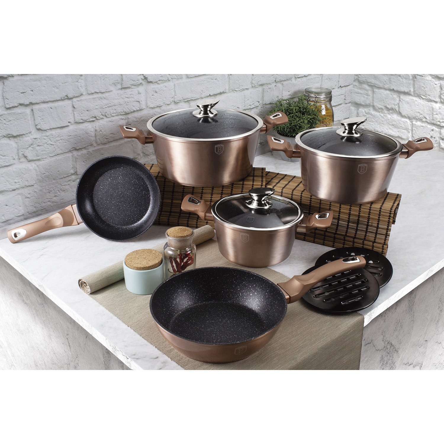 Berlinger Haus 6 Részes Indukciós Edénykészlet Metallic Line Rose Gold Edition Serpenyo Labas Fedovel