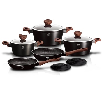 Set oale si tigai marmorate (10 piese) din aluminiu forjat Ebony Rosewood Collection Berlinger Haus BH 1534 Set oale si tigai marmorate (10 piese) din aluminiu forjat Ebony Rosewood Collection Berlinger Haus BH 1534