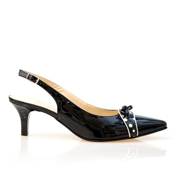 Pantofi dama, Thea Visconti, negru-lac, toc 4,5 cm, Negru Pantofi dama, Thea Visconti, negru-lac, toc 4,5 cm, Negru