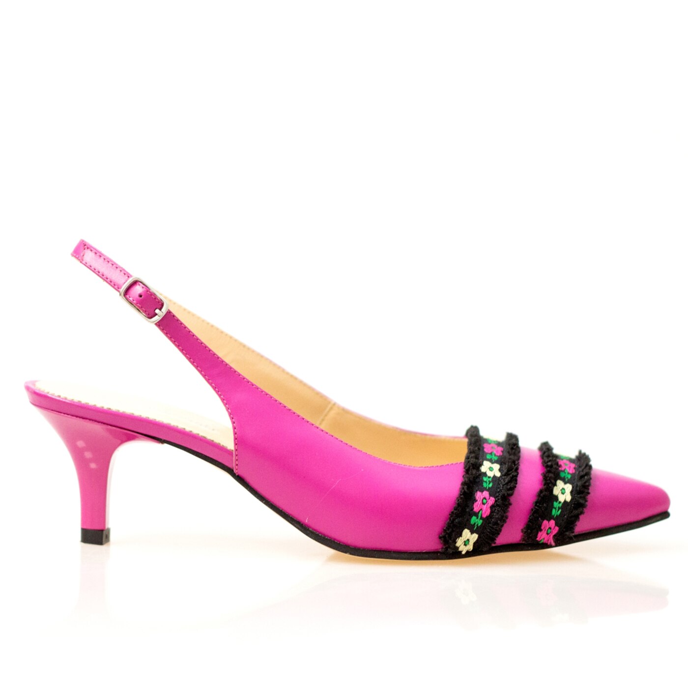 Pantofi dama, Thea Visconti, fucsia, toc 4,5 cm, Fucsia