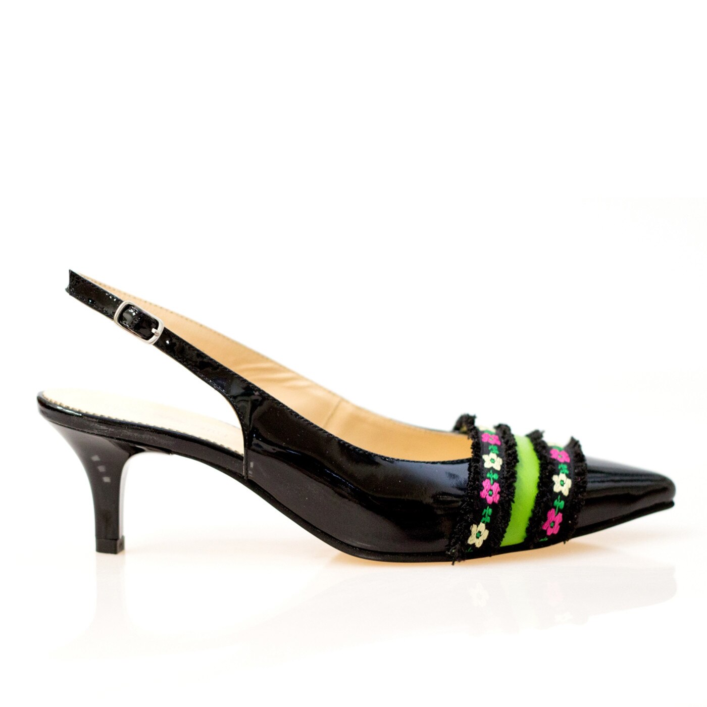 Pantofi dama, Thea Visconti, lac negru, toc 4,5 cm, Negru