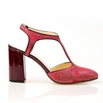 Pantofi dama, Thea Visconti, bordo cu imprimeu arabesque, toc 7,5 cm, Bordo Pantofi dama, Thea Visconti, bordo cu imprimeu arabesque, toc 7,5 cm, Bordo