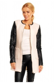 Palton Moet Chandon , cu manecile din piele ecologica,marimea L Palton Moet Chandon , cu manecile din piele ecologica,marimea L