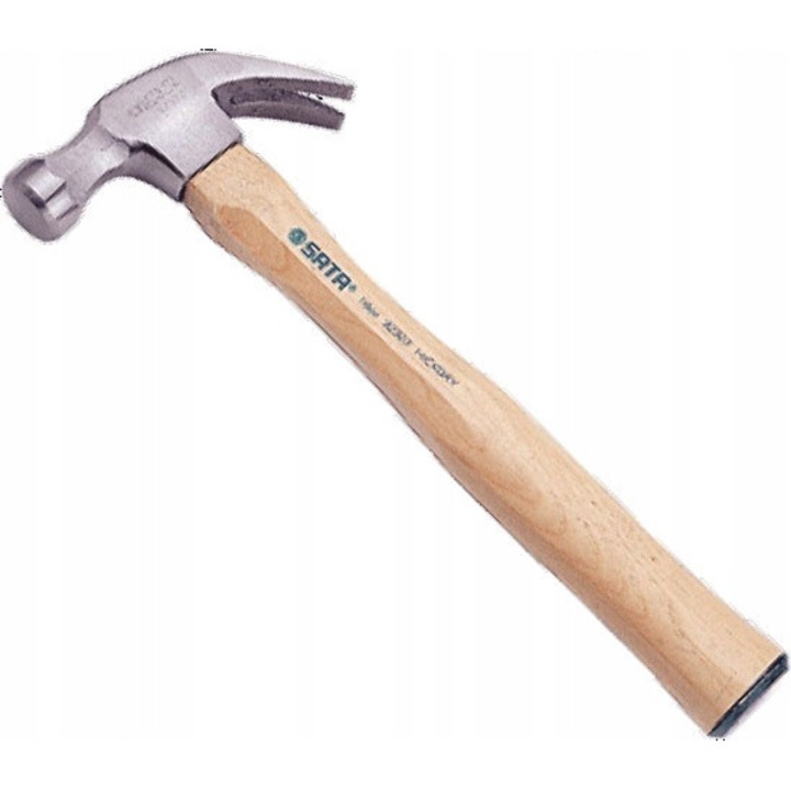 Ciocan de tamplarie SATA GL92323, coada din lemn Genuine Hickory, doua gheare, 454 g, 330 mm, natur/argintiu