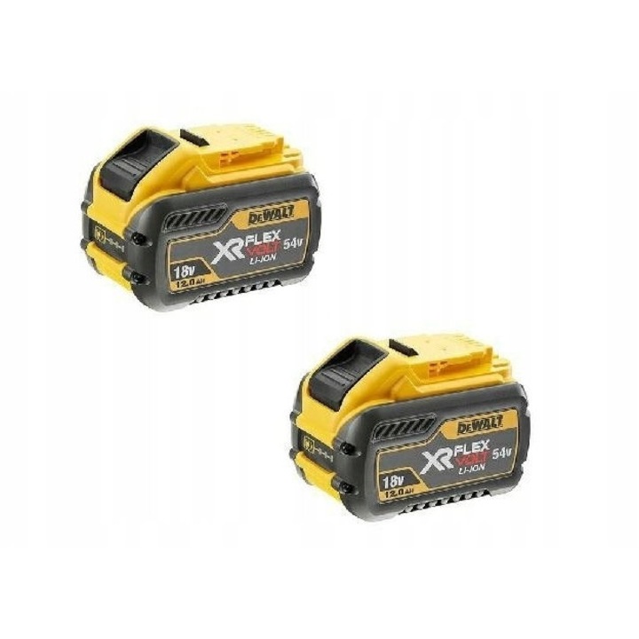 Acumulator DeWalt DCB548 FLEXVOLT 18/54V 12,0Ah/4,0Ah Li-Ion, 216 Wh, indicator LED, set 2 buc., galben/negru