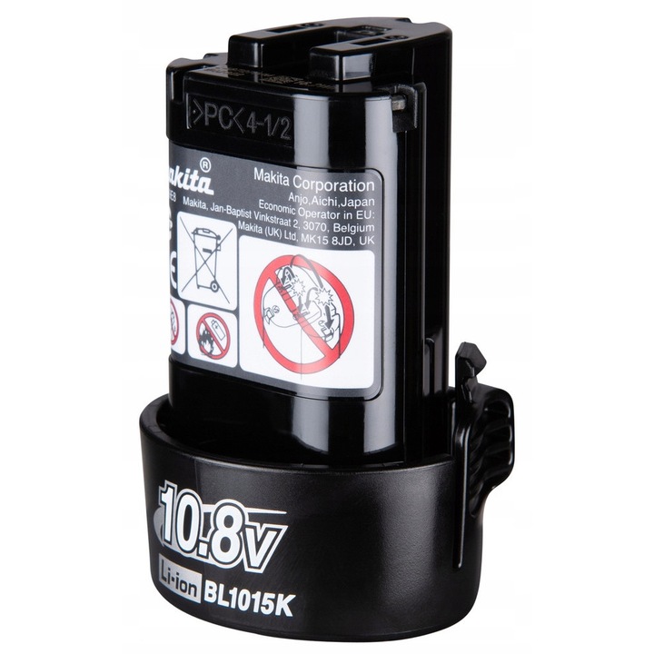 Acumulator Li-Ion Makita BL1015K (1913U9-9) 10,8 V, 1,5 Ah, 16,2 Wh, compatibil cu scule Makita 10,8 V, negru