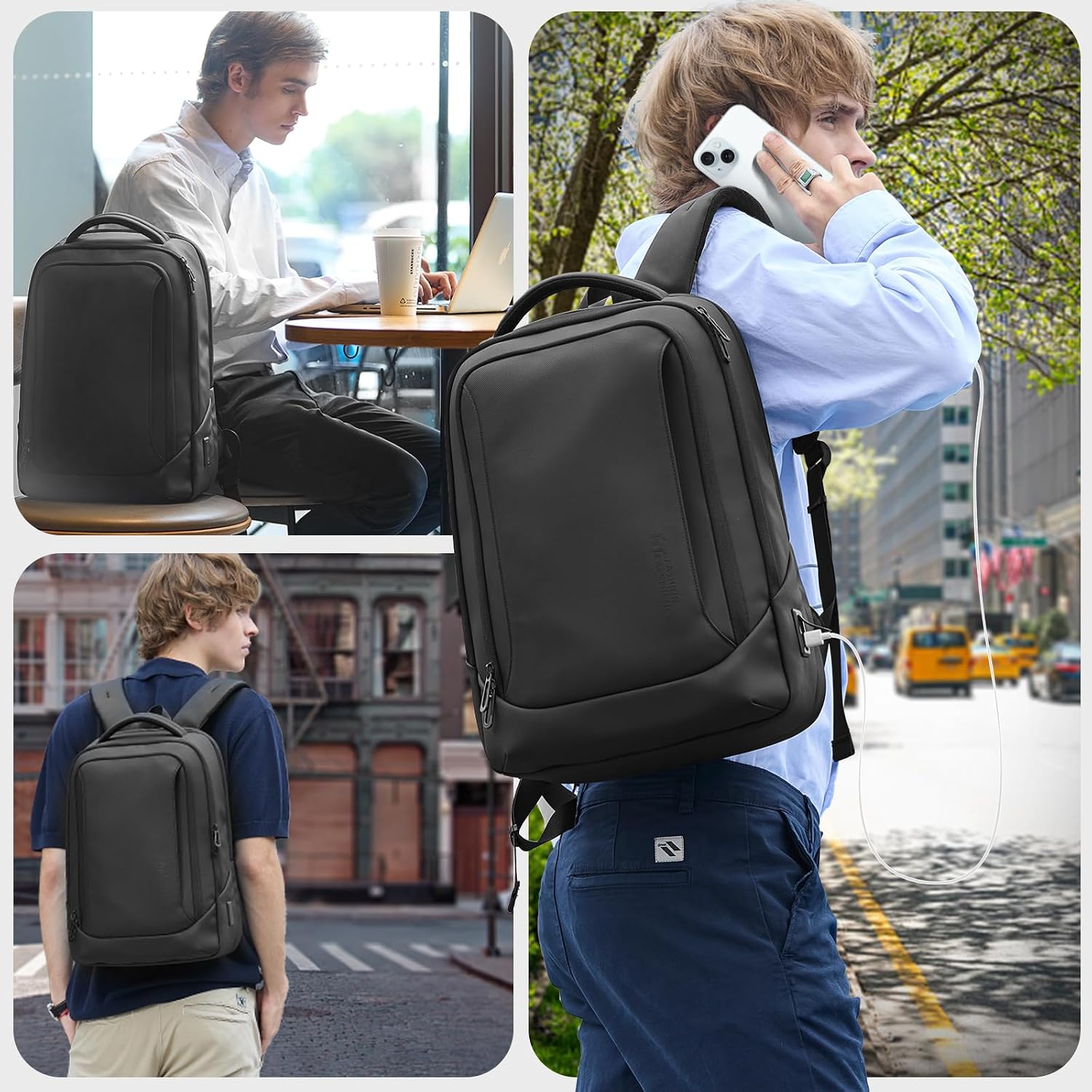 Rucsac Business Laptop Barbati 15.6" cu USB, Antifurt, Impermeabil