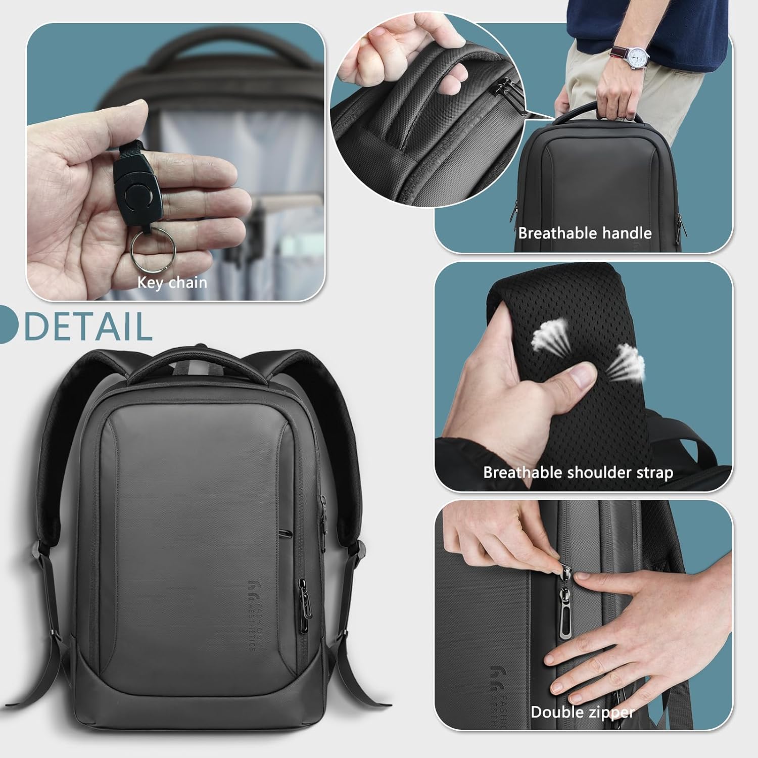 Rucsac Business Laptop Barbati 15.6" cu USB, Antifurt, Impermeabil