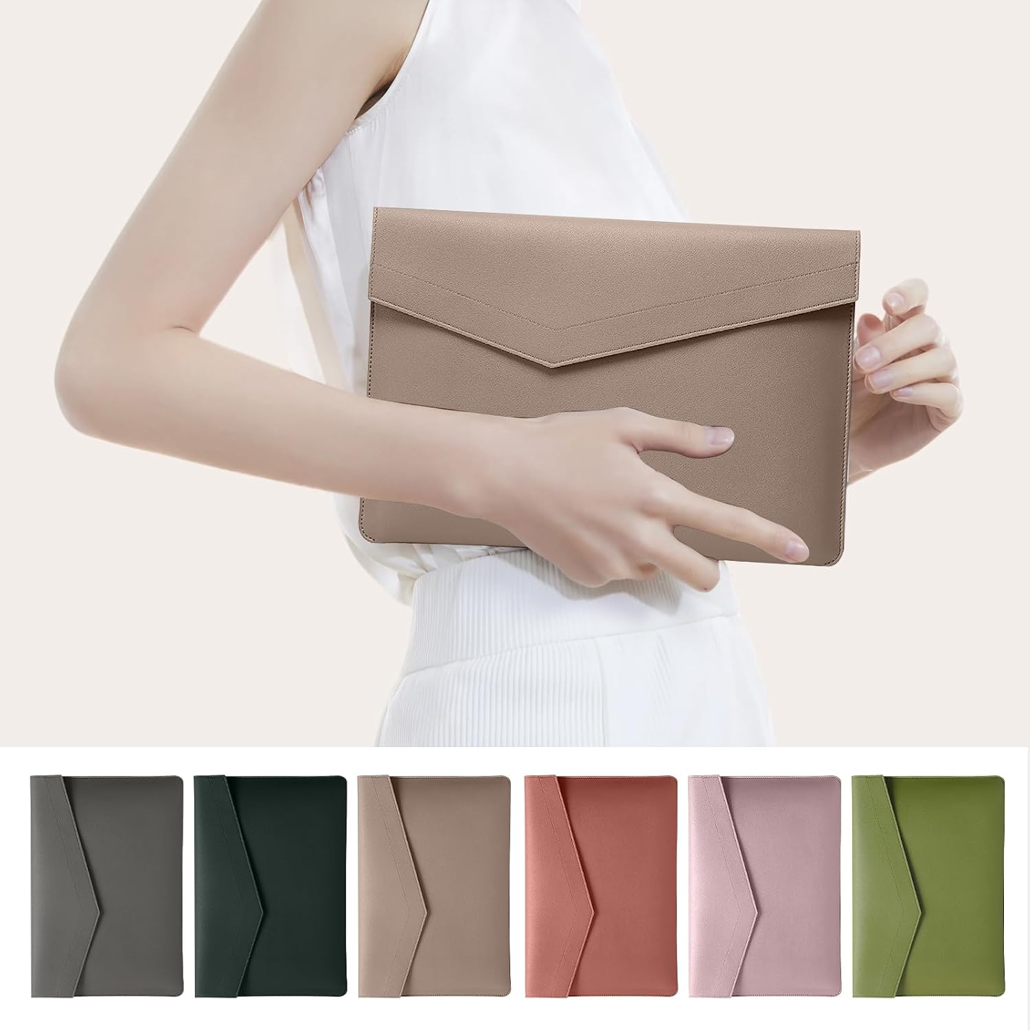 Husa Eleganta Laptop 11-16 Inch, Piele PU, Maro Deschis