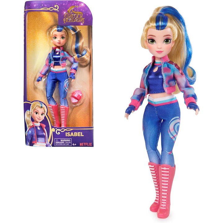 Papusa Isabel Academia Unicornilor, 24 cm, 5 Accesorii, Netflix
