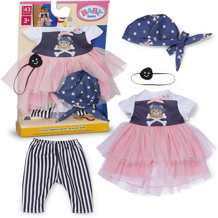 Costum Pirati Fetita Baby Born pentru Papusi 43 cm
