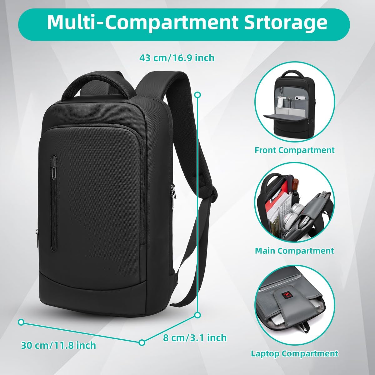 Rucsac Laptop Barbati 15.6" Business, Impermeabil, Negru