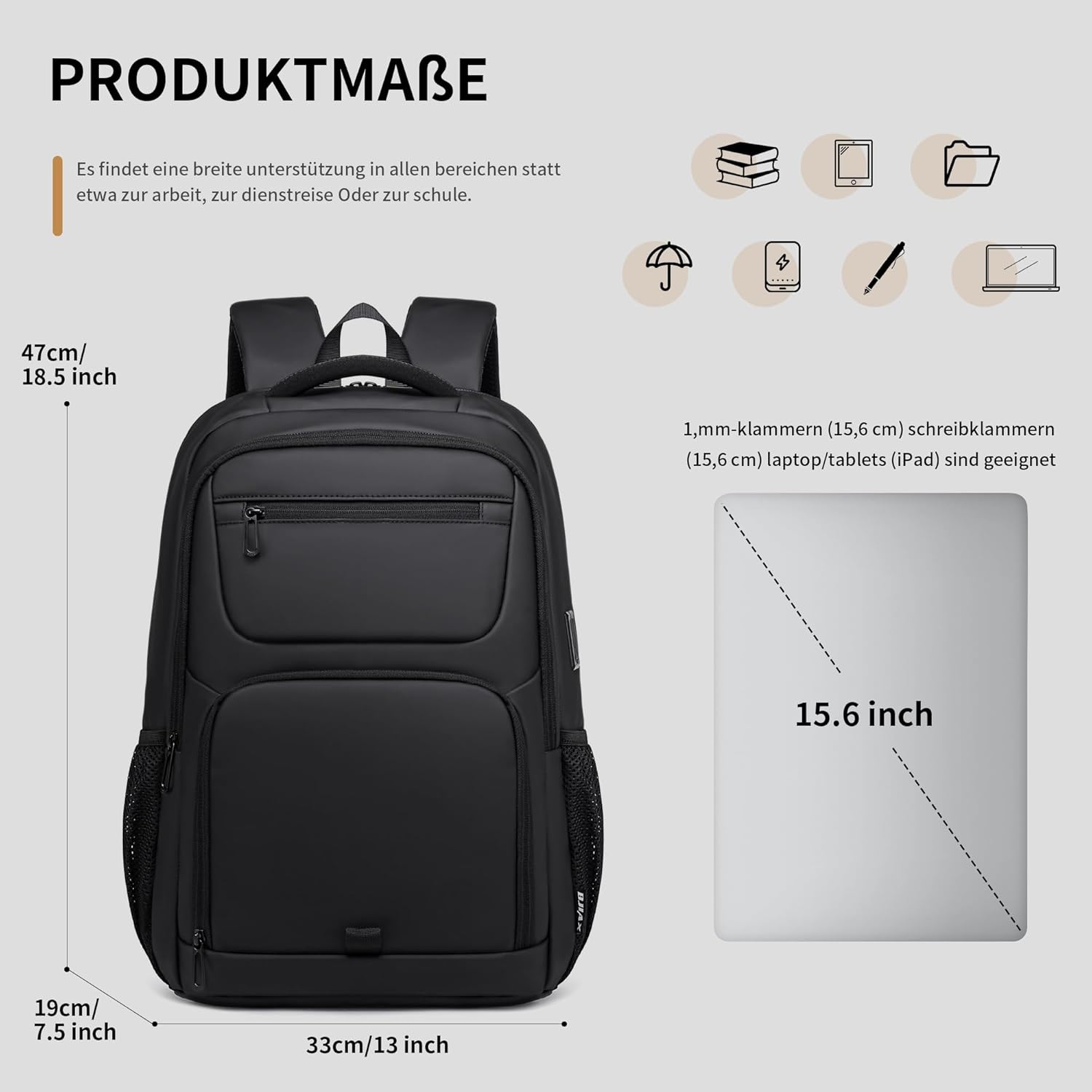 Rucsac Laptop Business 35L Negru, Incarcare USB, Impermeabil, pentru 16 inch