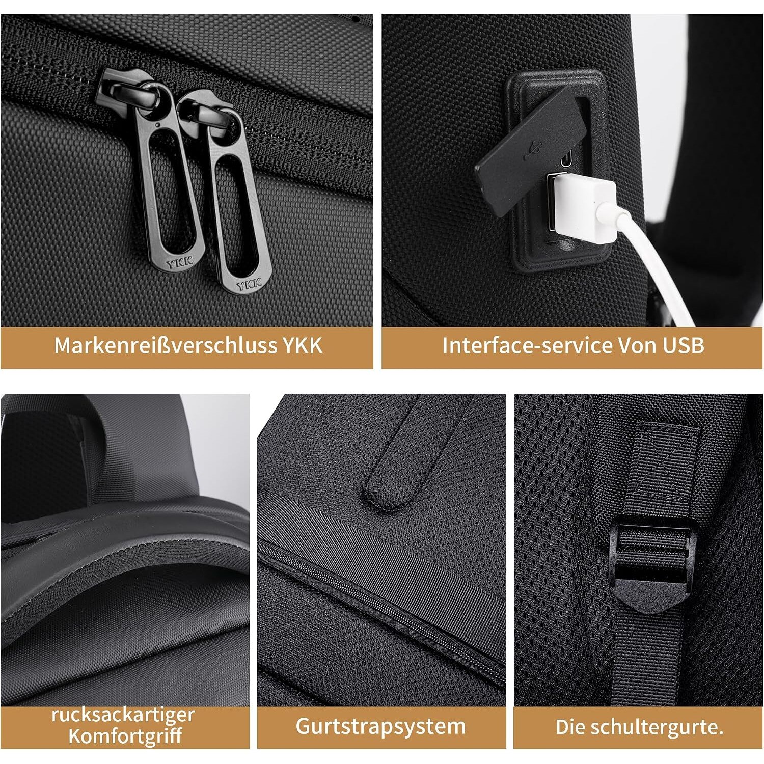 Rucsac Laptop Business 35L Negru, Incarcare USB, Impermeabil, pentru 16 inch
