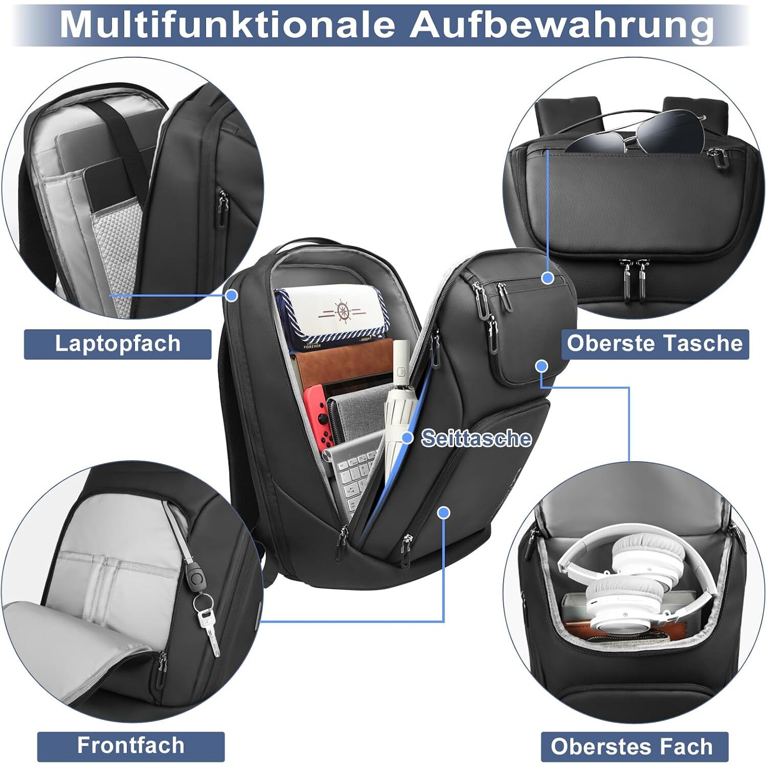Rucsac Laptop Barbati 30L Impermeabil 17.3" cu Port USB
