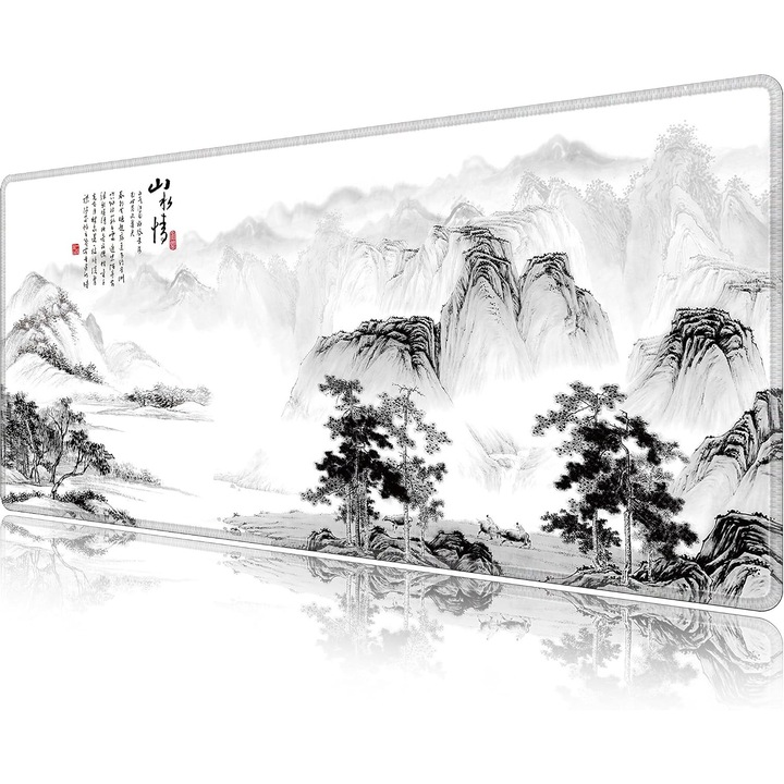 Covoras Gaming XXL LL-COEUR, Peisaj cu Flori si Pasari, 900x400mm