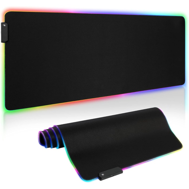 Mousepad Gaming XXL 900x400mm, Iluminare RGB, Suprafata Neteda, Impermeabil
