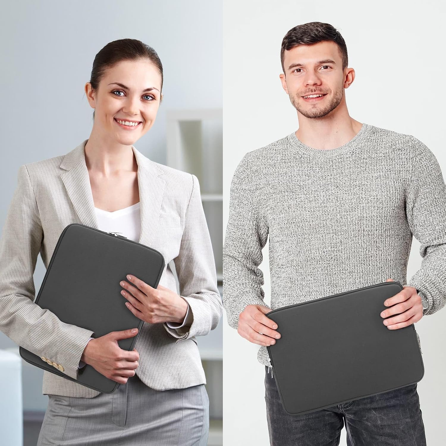 Husa laptop 14 inch, protectie neopren, captuseala moale, gri