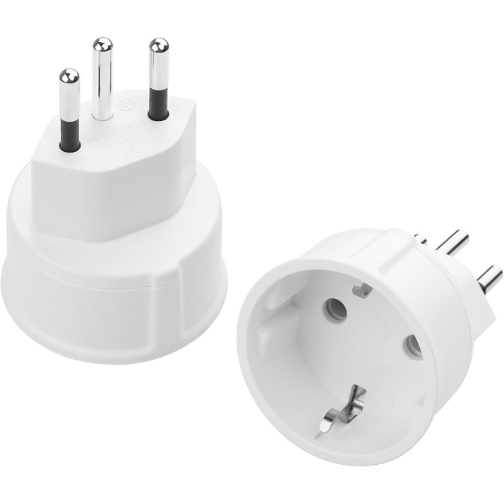 Adaptor Priza Elvetia/Liechtenstein la UE (2 buc) - Alb