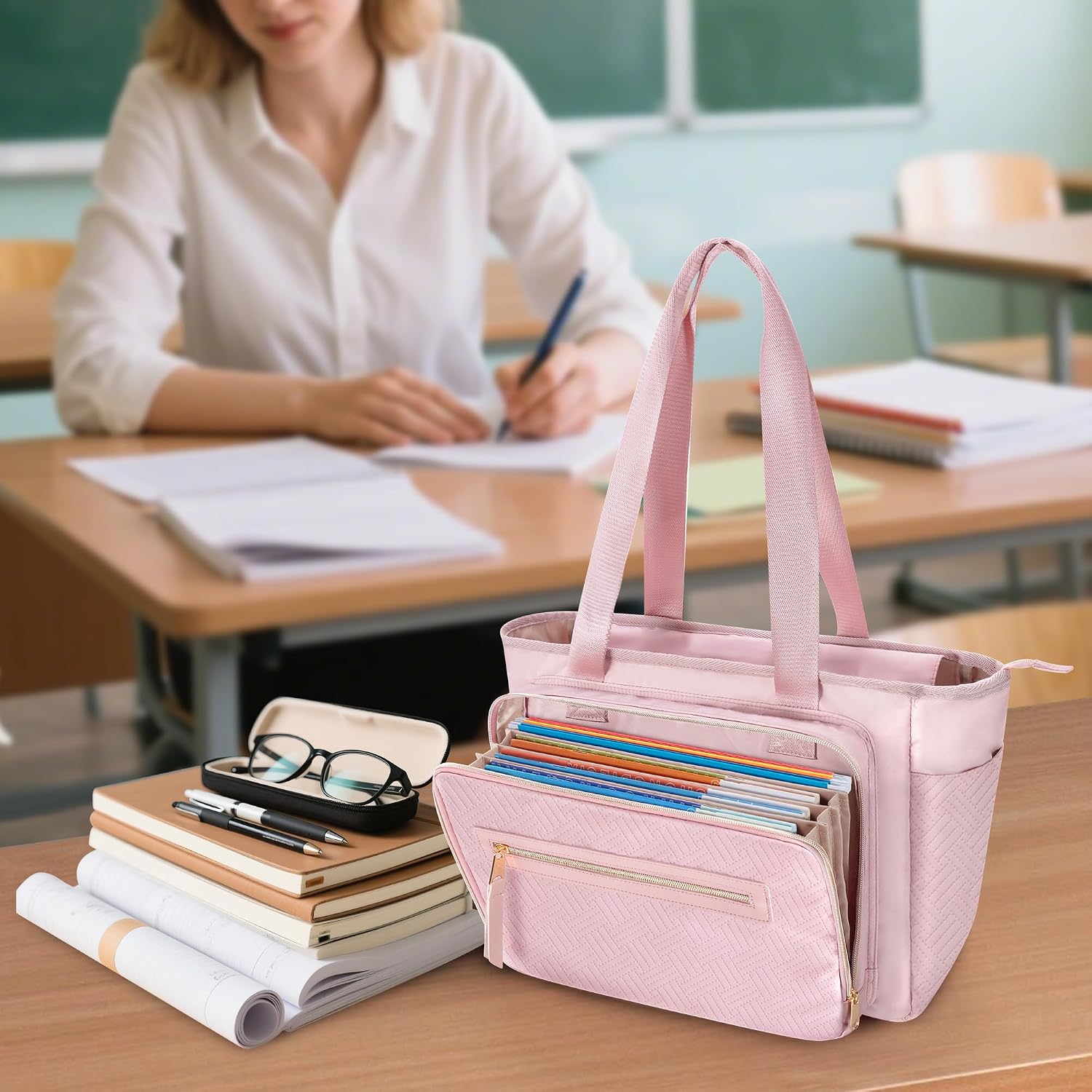 Geanta Profesor Femei, Organizator Fisiere, Laptop 15.6", Eleganta