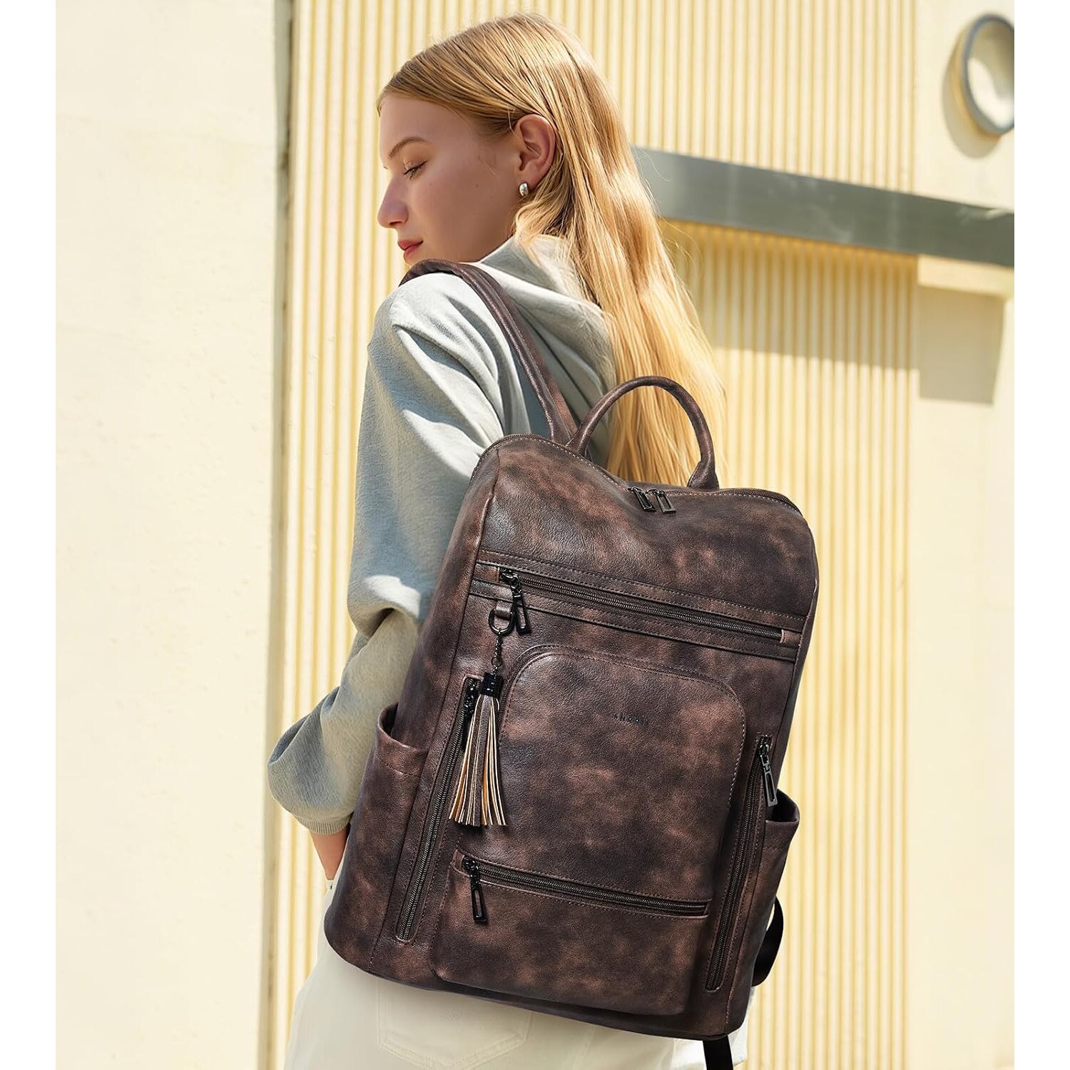 Rucsac Laptop Mare Calatorie Piele Ecologica Impermeabil 17 Inch