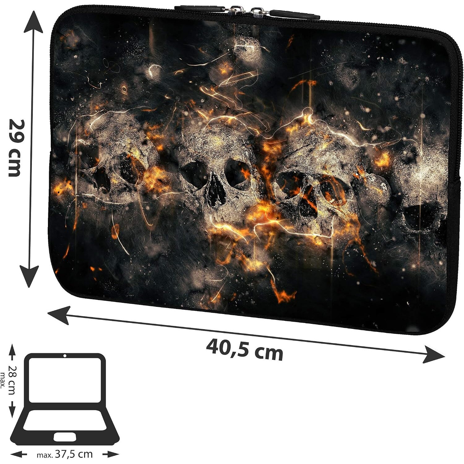 Husa Notebook Pedea 15.6" Neopren, Protectie Anti-Zgarieturi, Design Cranii