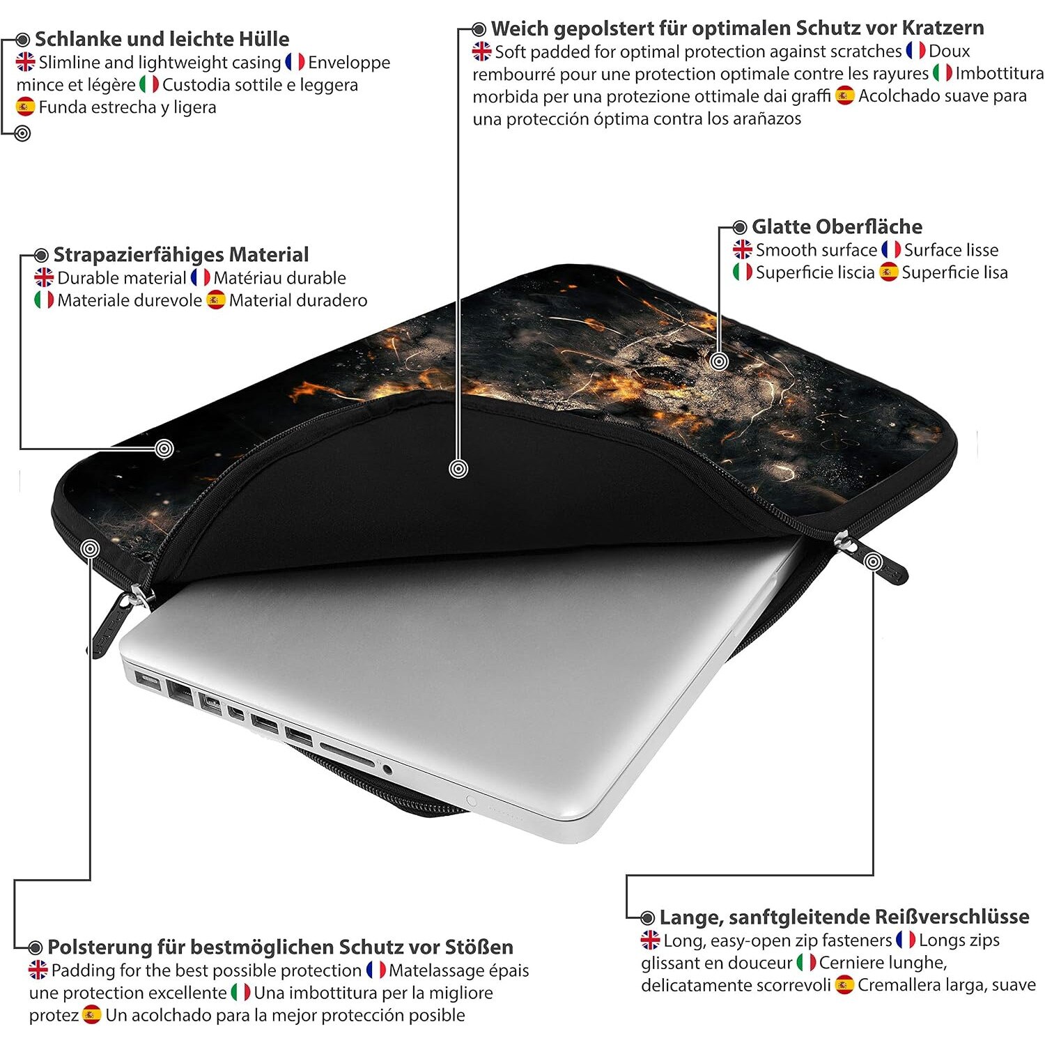 Husa Notebook Pedea 15.6" Neopren, Protectie Anti-Zgarieturi, Design Cranii