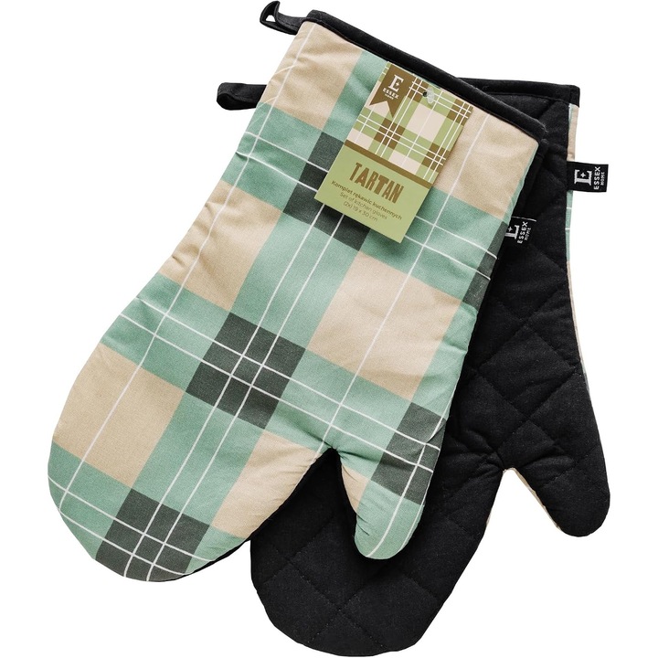 Essex Tartan Konyhai Kesztyű, Hőálló, 2 darabos szett - Zöld