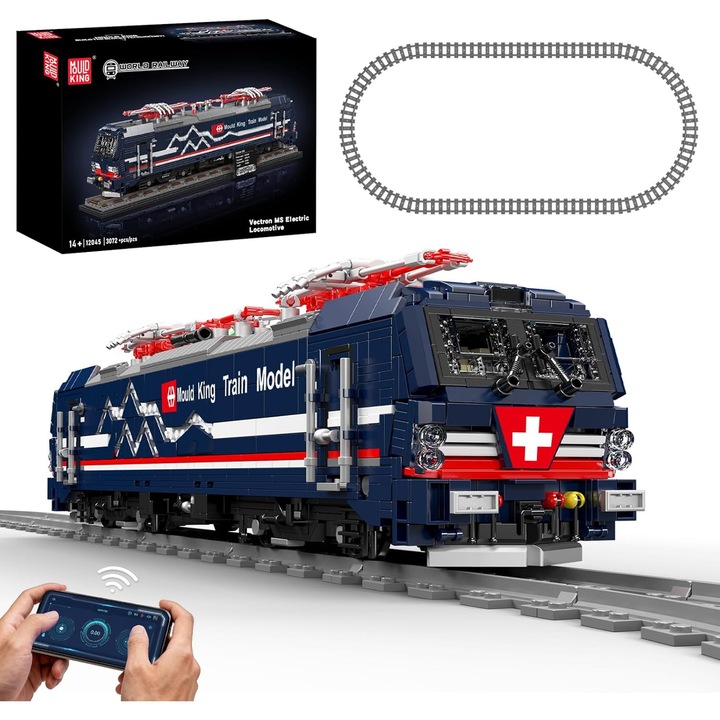 Set Constructie Tren Electric Mold King 12045, 3072+ Piese, Control App/Telecomanda