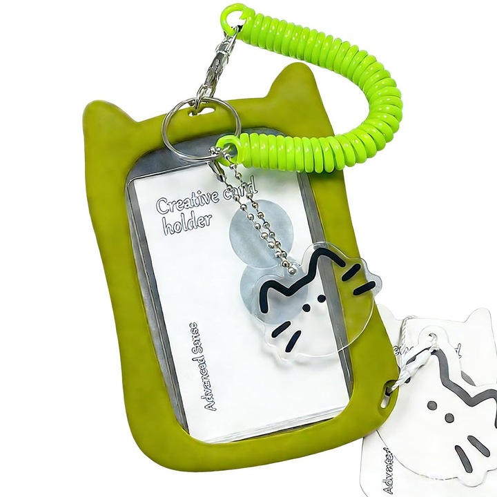 Suport Carduri Kpop Photocard, ID, Badge, Pandantiv Chei, Verde