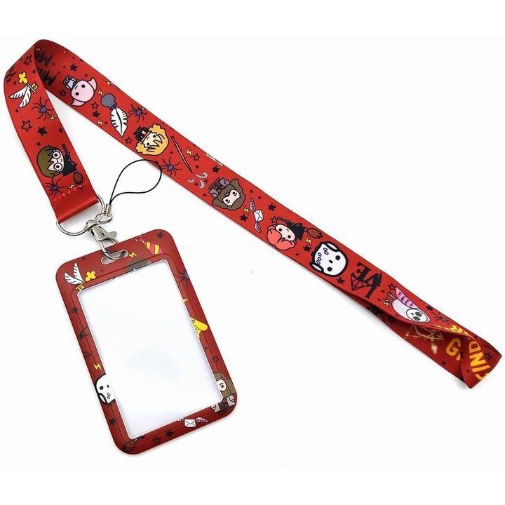 Suport Card ID Harry Potter cu Snur, Rosu, Piele, pentru Femei, Profesori, Asistente