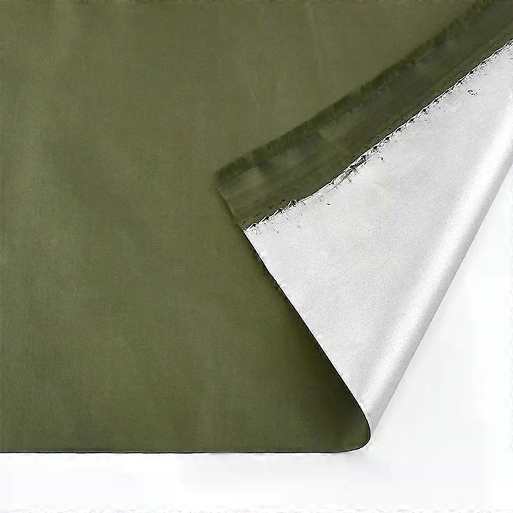 Vízálló poliészter textil anyag ezüst bevonattal, porálló, khaki/ezüst, 200 x 140 cm (E41-A172-E4111-CJ)